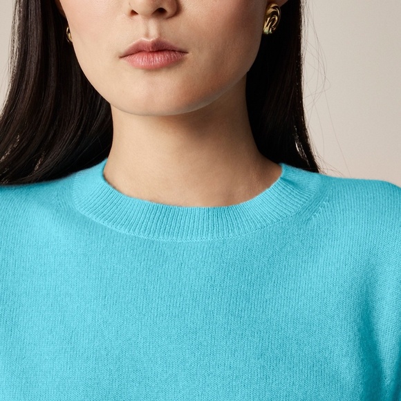 New JCREW Size M Cashmere Classic Fit Crewneck Sweater Vivid Lagoon $148 BA400 - Picture 2 of 7